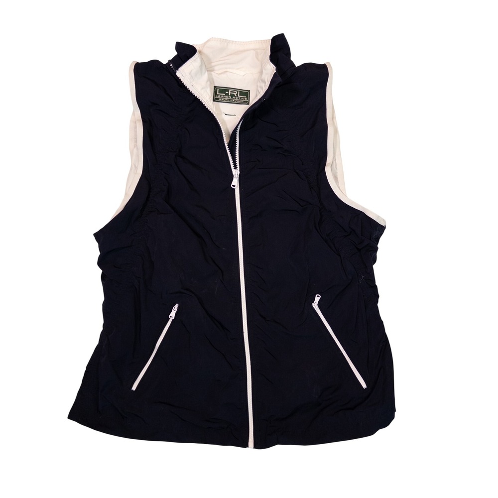 Lauren Ralph Lauren Active Vest Women S Navy Blue Ruched Windbreaker